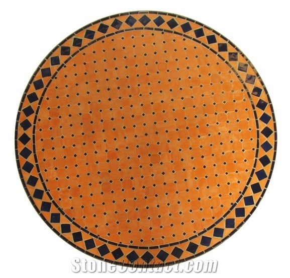 Round Natural Stone Mosaic Table Top, Bluestone Grey Blue Stone