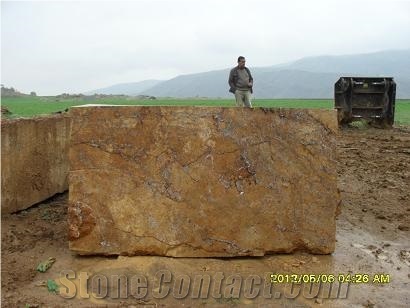 SIVAS YELLOW TRAVERTINE BLOCKS, Mystic Gol Yellow Travertine Block