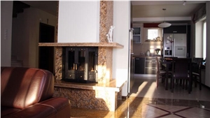Granite Giallo Veneziano Fireplace, Yellow Granite