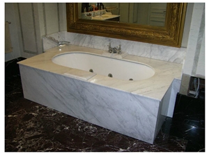 Bathtub Deck, Surround with Carrara Marble, Bianco Carrara White Marble Bathtub Deck, Surround with Carrara Marble, Bianco Carrara White Marble