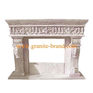 White Limestone Fireplace