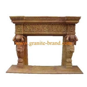 Yellow Marble Child Wing Angel Fireplace