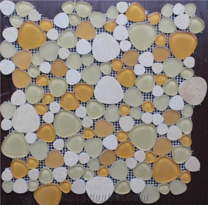 Glass Mixed Stone Mosaics Wall Tiles