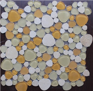 Glass Mixed Stone Mosaics Wall Tiles