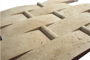Basket Wave Mosaic with Light Travertine, Beige Travertine