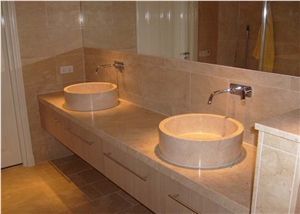 Creme Nuova Wash Basins, Bath Top, Creme Nova Beige Limestone