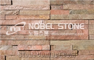 Natural Slate Stacked Stone Panel, Copper Brown Slate