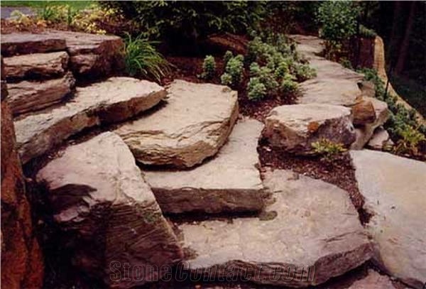 Pennsylvania Sandstone Steppers, Brown Sandstone Cobble, Pavers