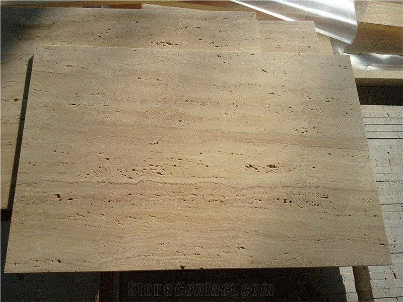 Classic Beige Travertine Veincut, Unfilled/Honed Tiles