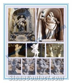 Hand Carved Stone Figure, White Marble Sculpture, Statue