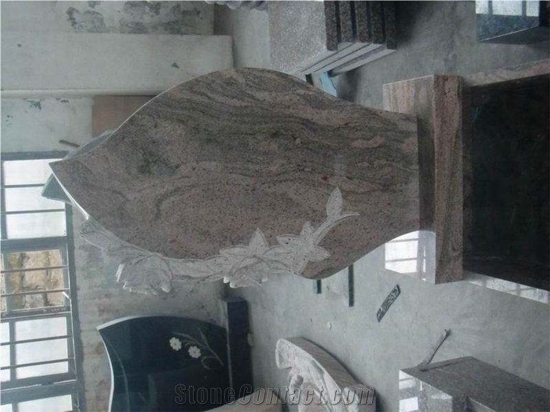 Juparana Colombo Granite Tombstone Monument