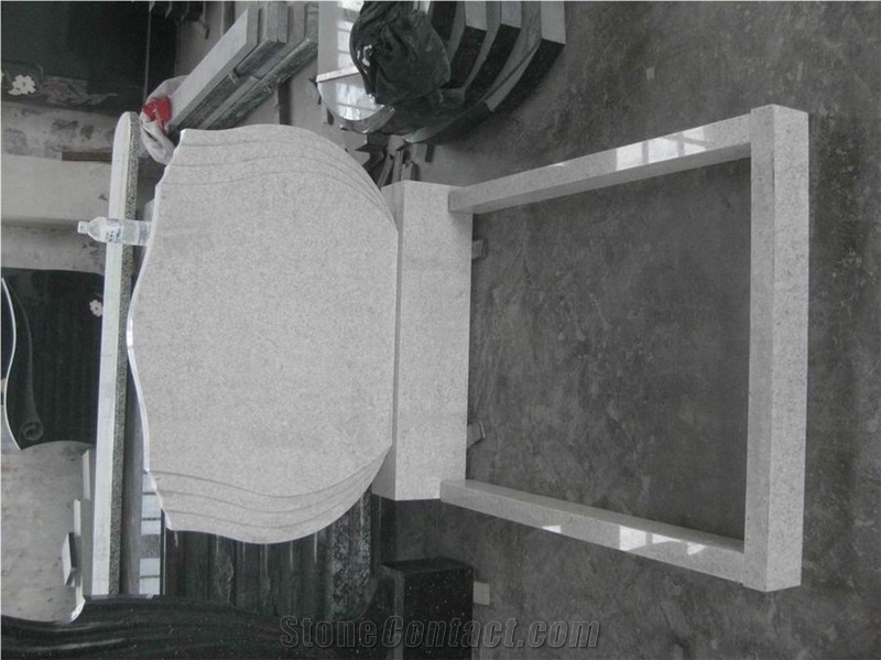 Pearl White Granite Tombstone Monument