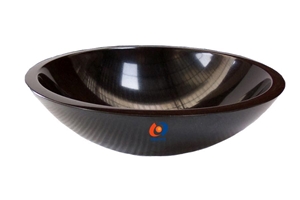 Mongolia Black Basalt Round Sink with Polished / Honed Finish