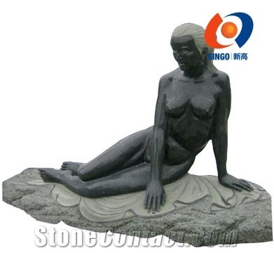Mongolia Black Basalt Special Shaped Human Sculpture