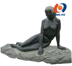 Mongolia Black Basalt Special Shaped Human Sculpture