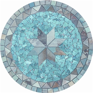 Slate Mosaic Medallion ZXP09, Grey Slate Mosaic Medallion