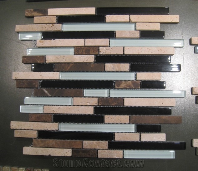 Marble Glass Mosaic Tiles, Crystal Glass,beige Marble Glass Mosaic