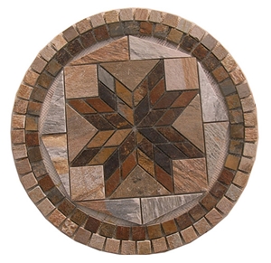Rust Slate Mosaic Medallion, Brown Slate Mosaic Medallion