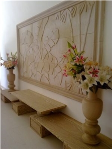 China Yellow Sandstone Pedestal Column