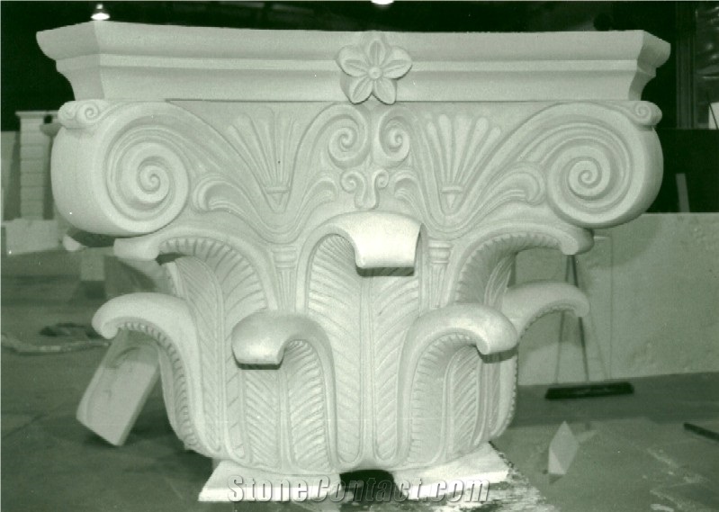 Hebron Beige Column Base, Hebron Bone Beige Limestone