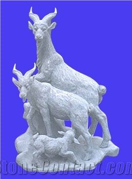 Animal Sheep Stone Statue, Grey Granite Statue