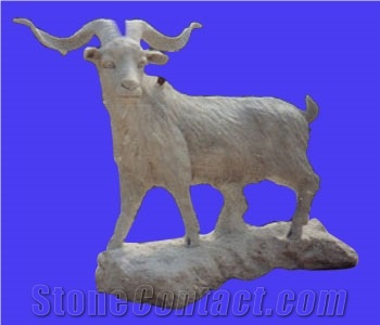 Animal Sheep Stone Statue, Grey Granite Statue