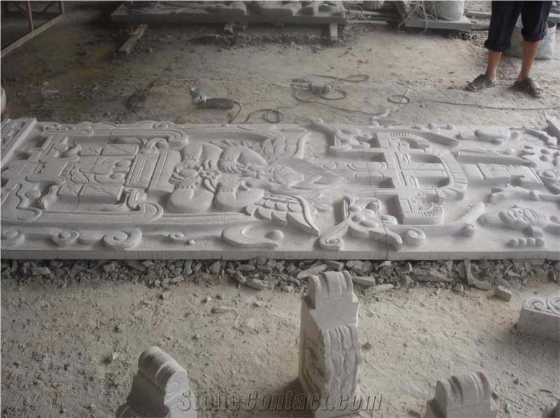 Carved Stone Relief, Grey Granite Relief