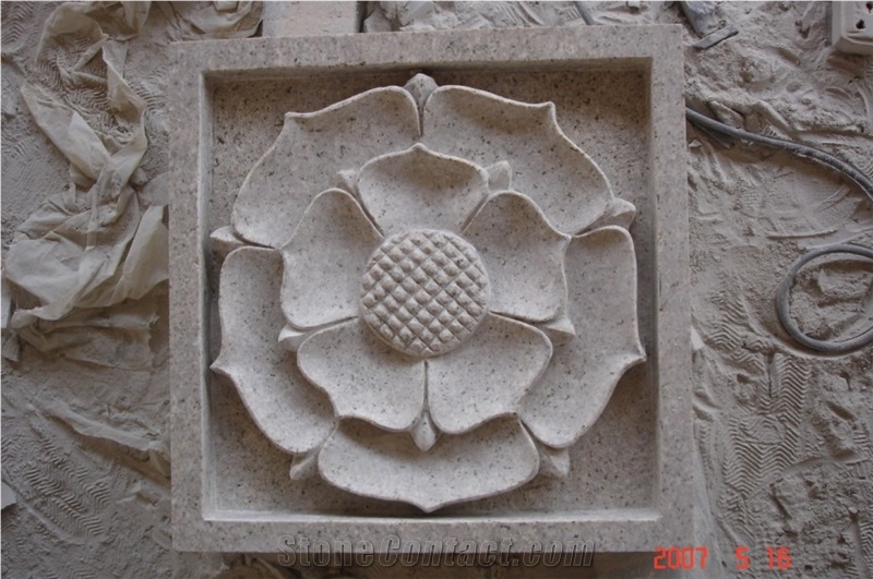 Granite Flower Relief, Yellow Granite Relief