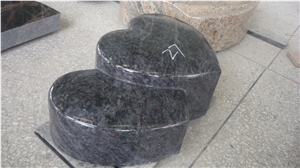 DL Black Heart Stone Monument, Black Granite Monument