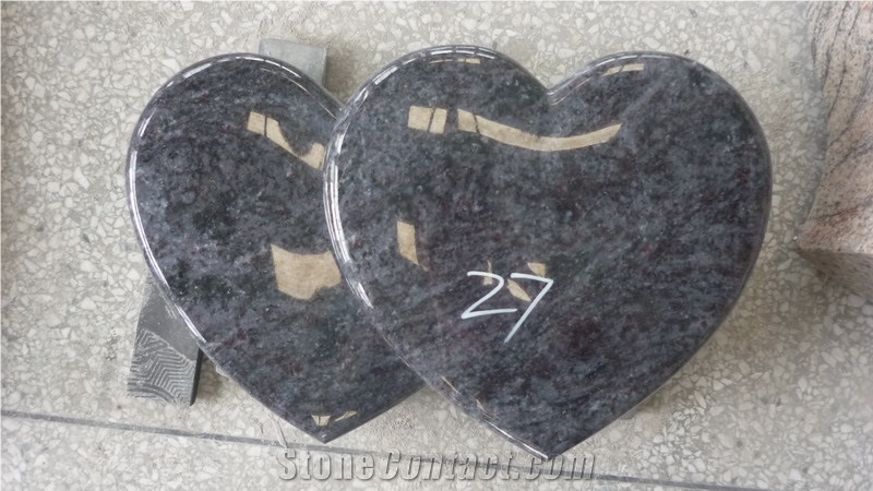 DL Black Heart Stone Monument, Black Granite Monument