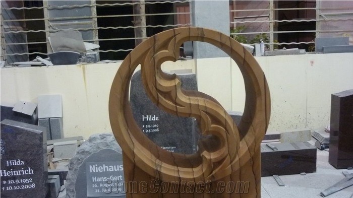 DL Coffee Stone Monument, Yellow Granite Monument