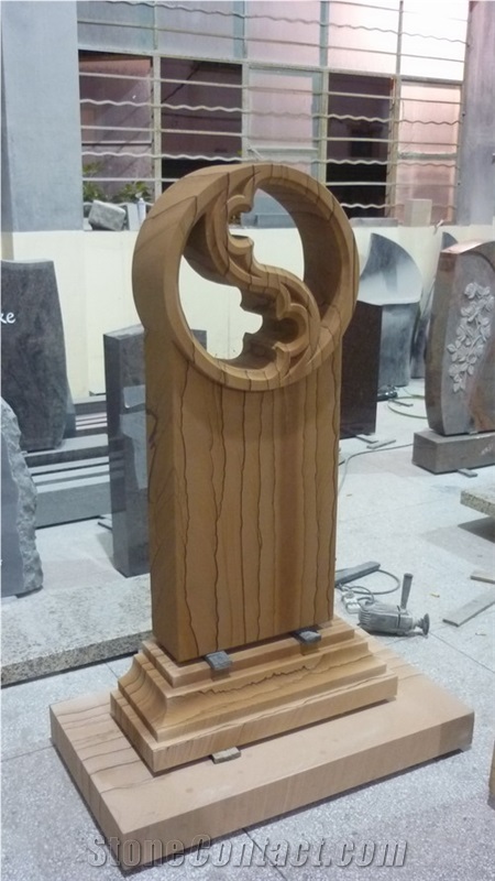 DL Coffee Stone Monument, Yellow Granite Monument