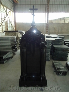 Hebei China Black Granite Western Style Gravestone, Shanxi Absolute Black Granite Cross Tombstone/Memorial/Cemetery Monument