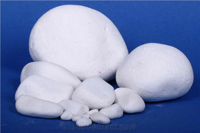 White Marble Thassos Pebbles, Thassos White Marble Pebble Stone