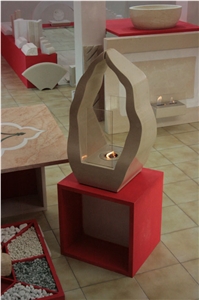 Ecologic Fireplace, Trani Bronzetto Beige Limestone