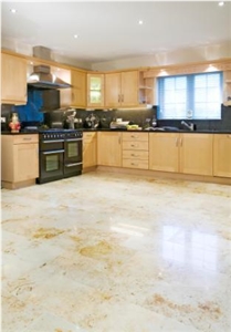 French Gold Polished, Rocheret Jaune Limestone Slabs