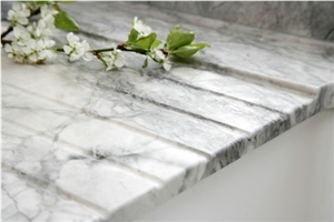 Kitchen Countertops, Eclipsia Bianca Drainage Groo, Bianco Uliano White Marble