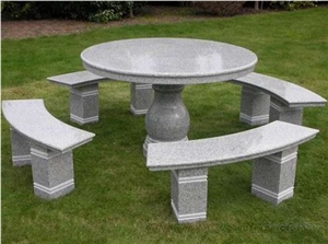 Garden Furniture Outdoor Granite Stone Table, Grey Granite Table