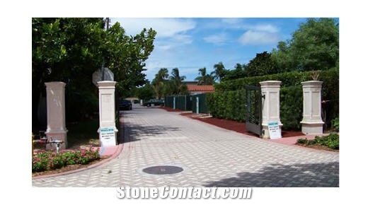 Coral Stone Gate Column, Coralina Beige Coral Stone Gate Post