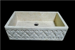 Giallo Alteride Limestone Kitchen Sink, Beige Limestone Sink