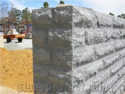 G654 Granite Mushroom Stone Wall Cladding, Rock Pitched Face, Dark Grey Granite Mushroom Stone