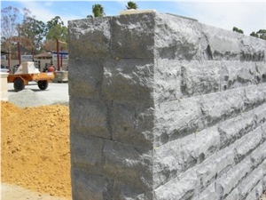 G654 Granite Mushroom Stone Wall Cladding, Rock Pitched Face, Dark Grey Granite Mushroom Stone