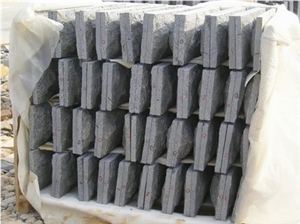 G654 Granite Mushroom Stone Wall Cladding, Rock Pitched Face, Dark Grey Granite Mushroom Stone