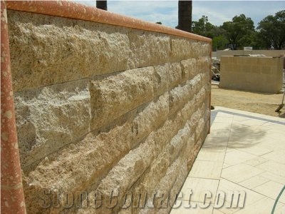 Wall Cladding Mushroom Stone, G682 Yellow Granite Mushroom Stone