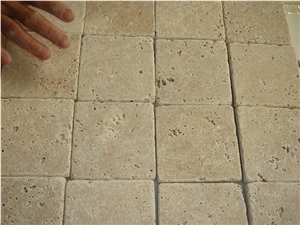 Small Tumbled Tiles, Denizli Beige and Noce Travertine