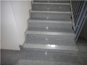 Hainan Black Basalt Steps,Grey Granite Stone Stairs,Granite Stairs & Steps,Beveled Long Edge, Treads and Risers, Natural Building Stone Interior