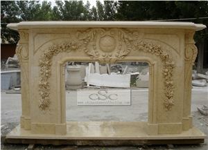 Beige Marble Fireplace Mantel Export