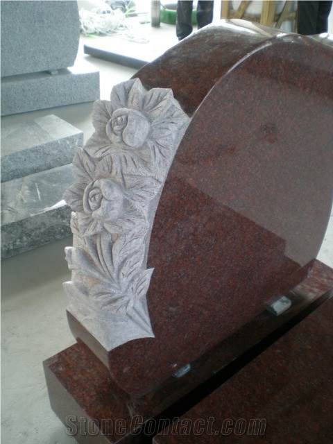 European Style Royal Granite Tombstone, Monument Red Granite Tombstone