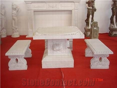 Stone Table and Bench, Garden Table