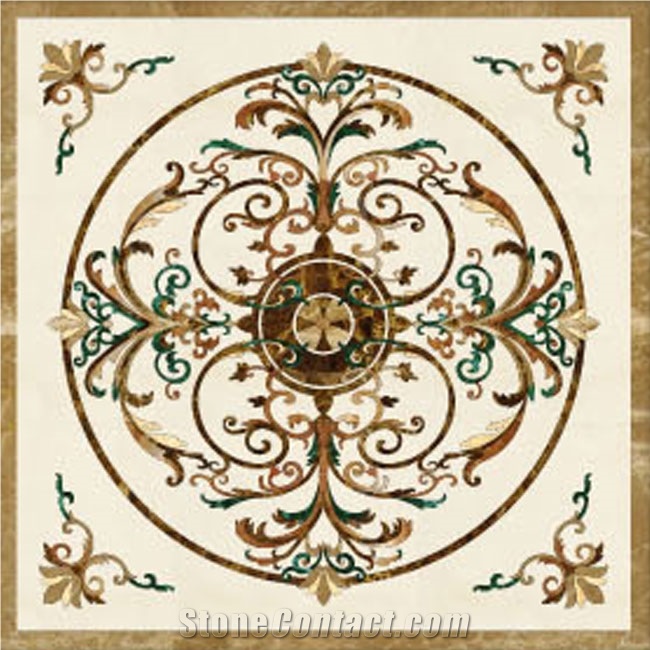 Water Jet Marble Inlay Medallion, Granite Water Jet Marble Medallion